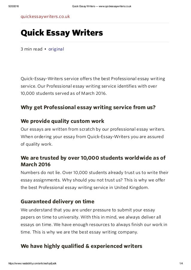 Essay Writing Services United Kingdom