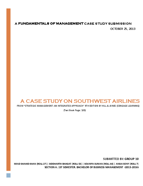 Southwest airlines case study strategic management financial result