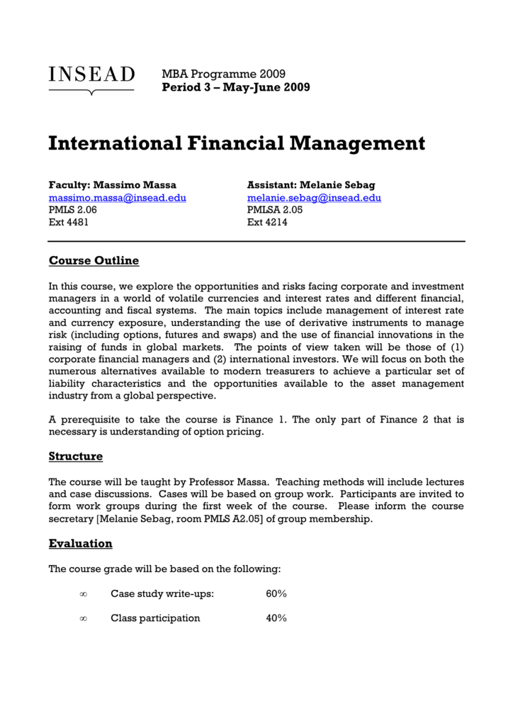 International financial management case study