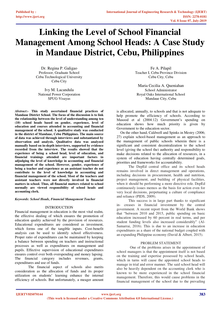 Case study financial management philippines
